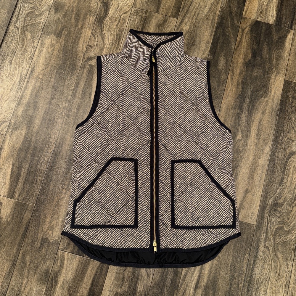 J. CREW Herringbone Excursion Quilted Down Puffer Vest Women's Size S